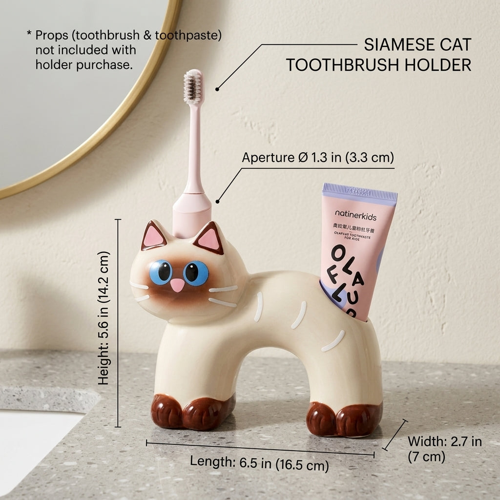 Sassy Cat Ceramic Toothbrush Holder