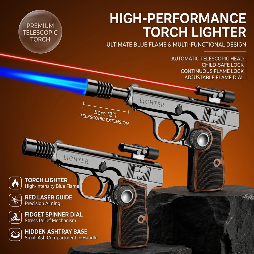 Magnum Tactical Gun-Shape Jet Flame Windproof Lighter