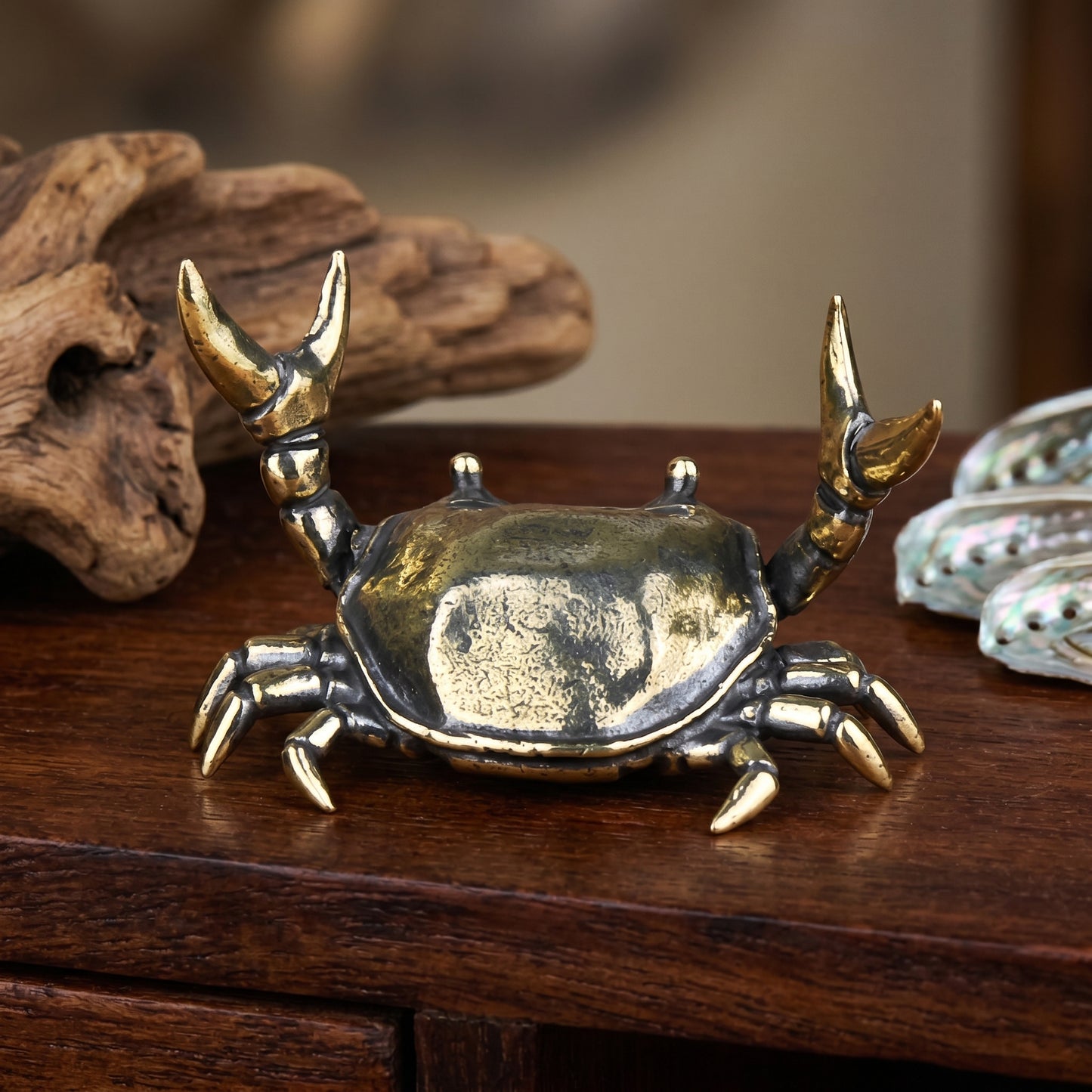 Coastal Crab Sculpture Vintage Desktop Statue