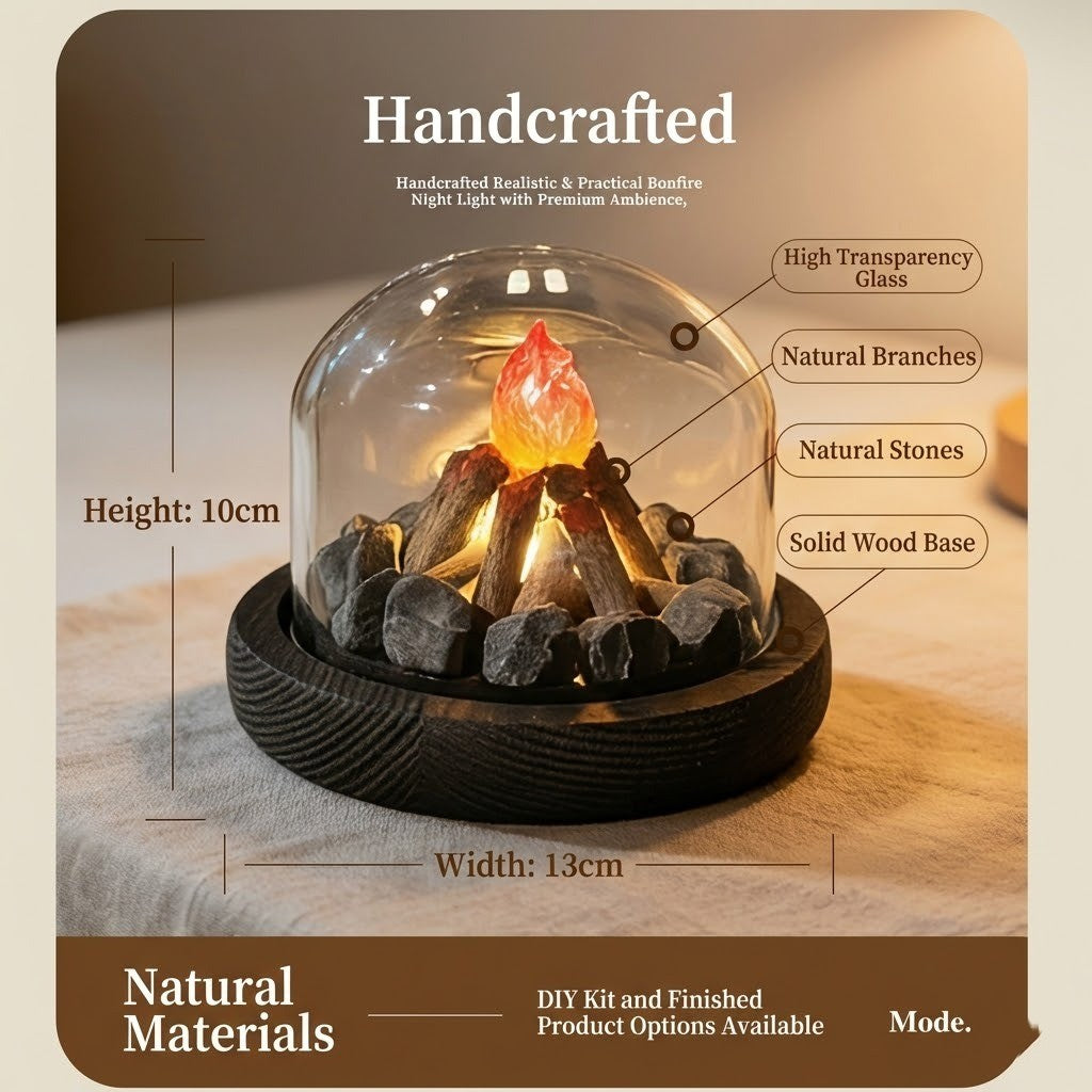 Mini Bonfire Flame Glass Dome Night Lamp