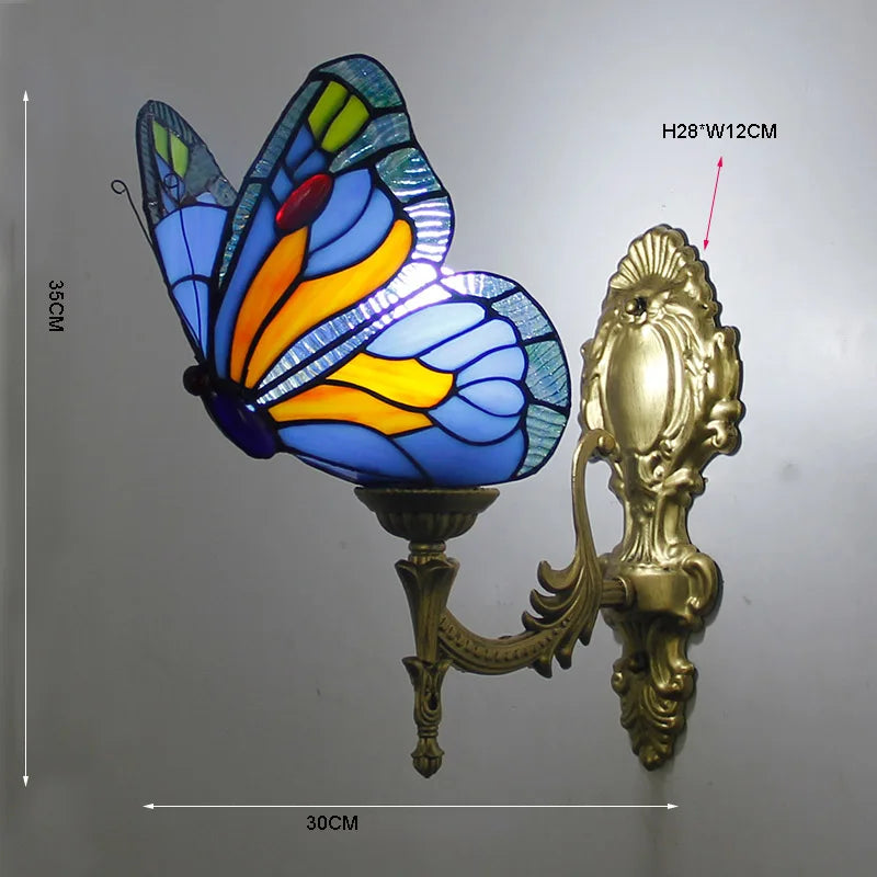 Prism Flight Stained Glass Butterfly Pyramid Wall Lamp
