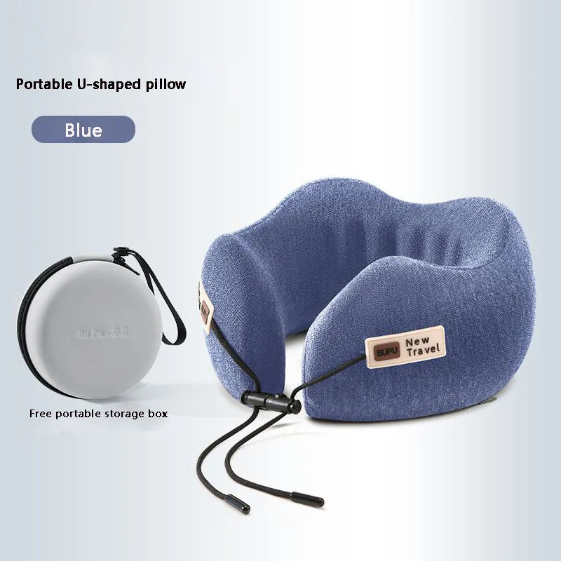 U-Shaped Memory Foam Soft Built-in Storage Case Travel Pillow