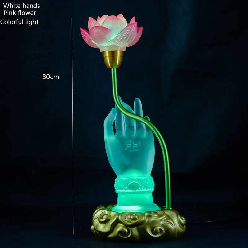 Sacred Lotus Hand Crystal Lamp