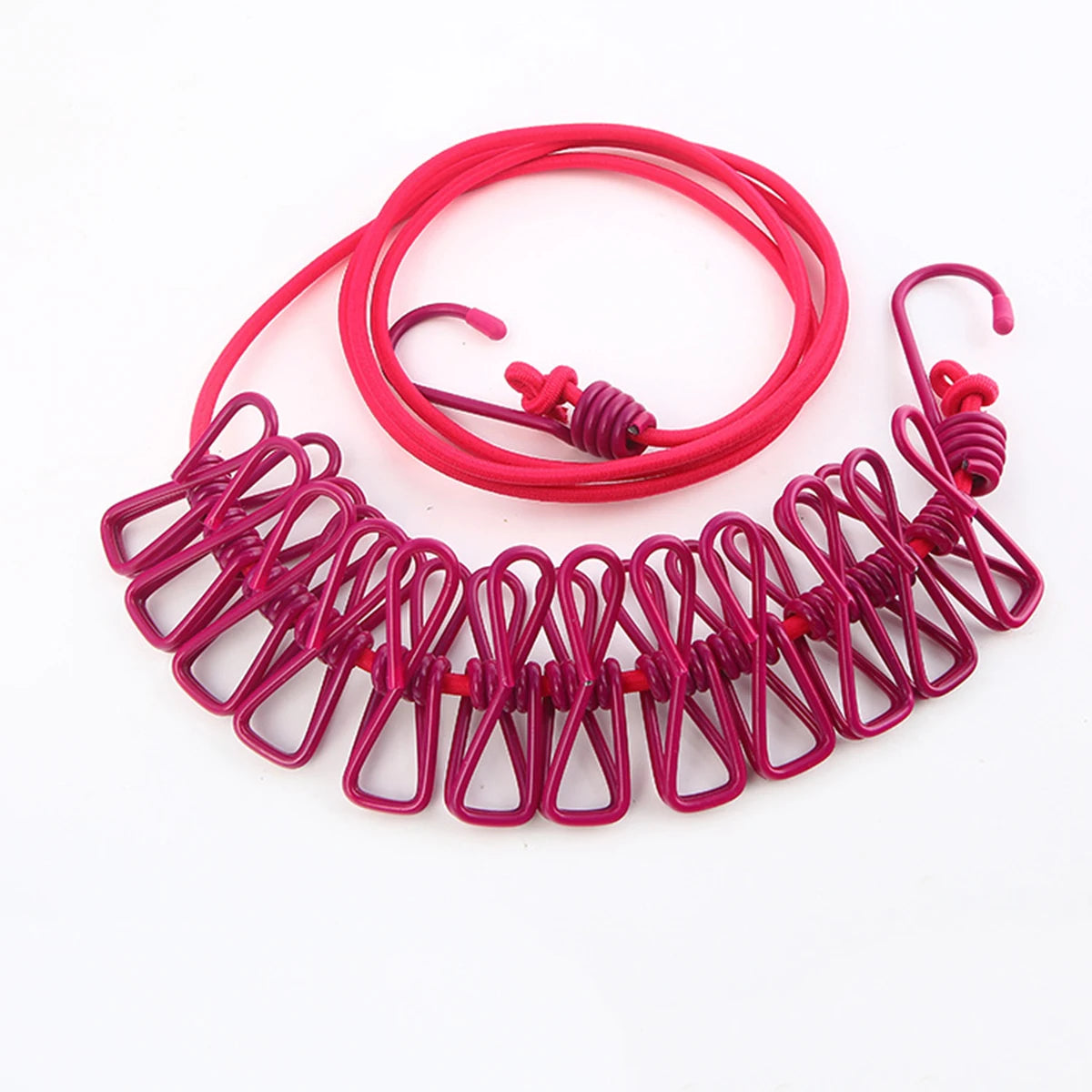 Windproof Non-Slip Elastic Multi-Clip Travel Clothesline