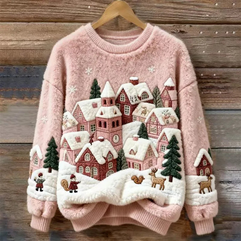 Christmas Village Plush Sweater