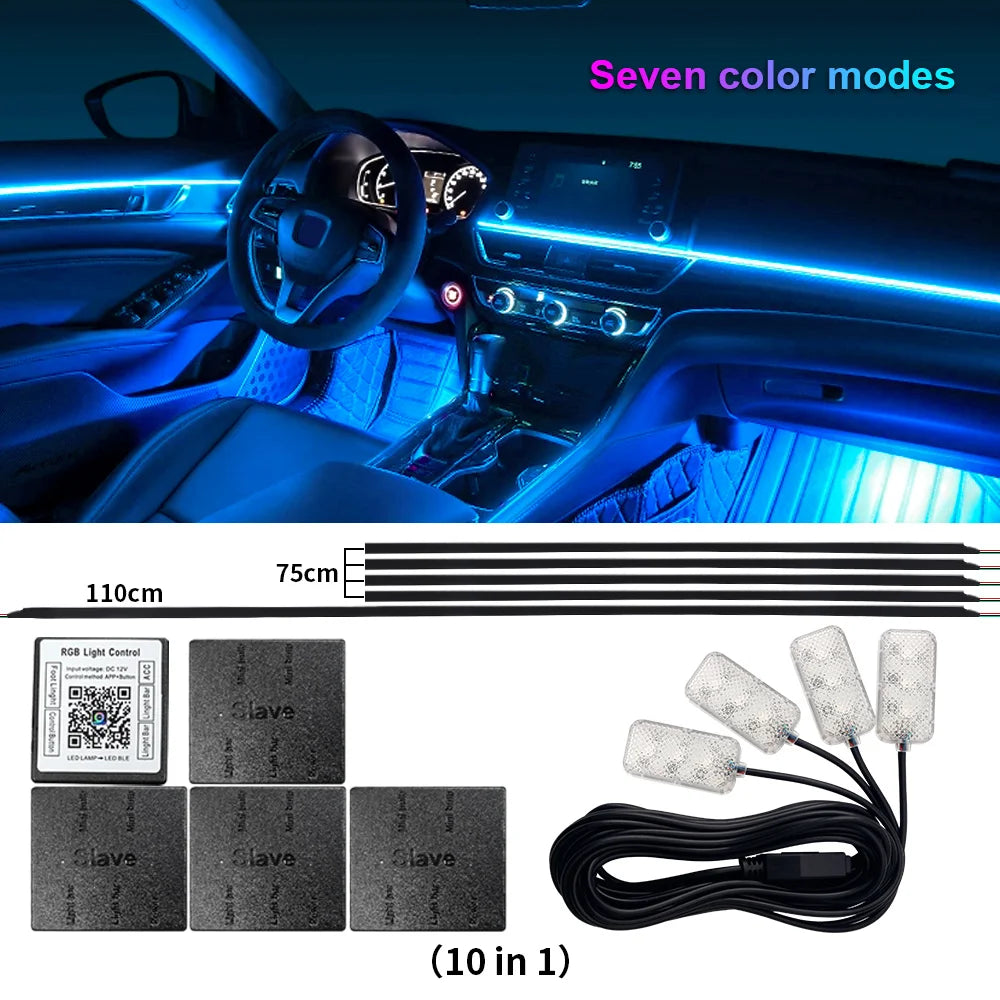 Bluetooth RGB Symphony Car Ambient Light Kit