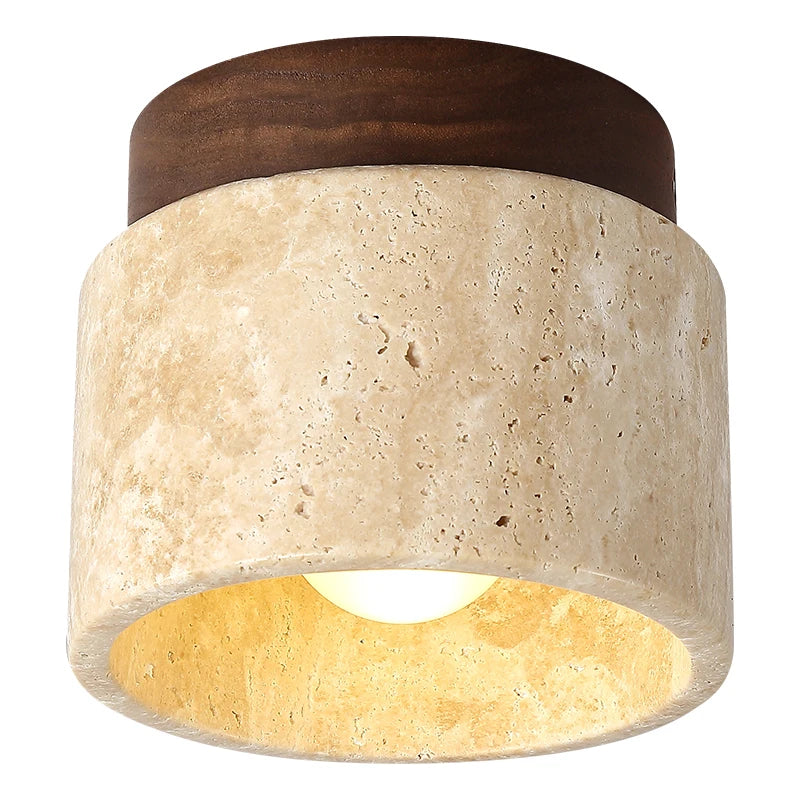 Monolith Stone Wood Surface-Mounted Ceiling Light