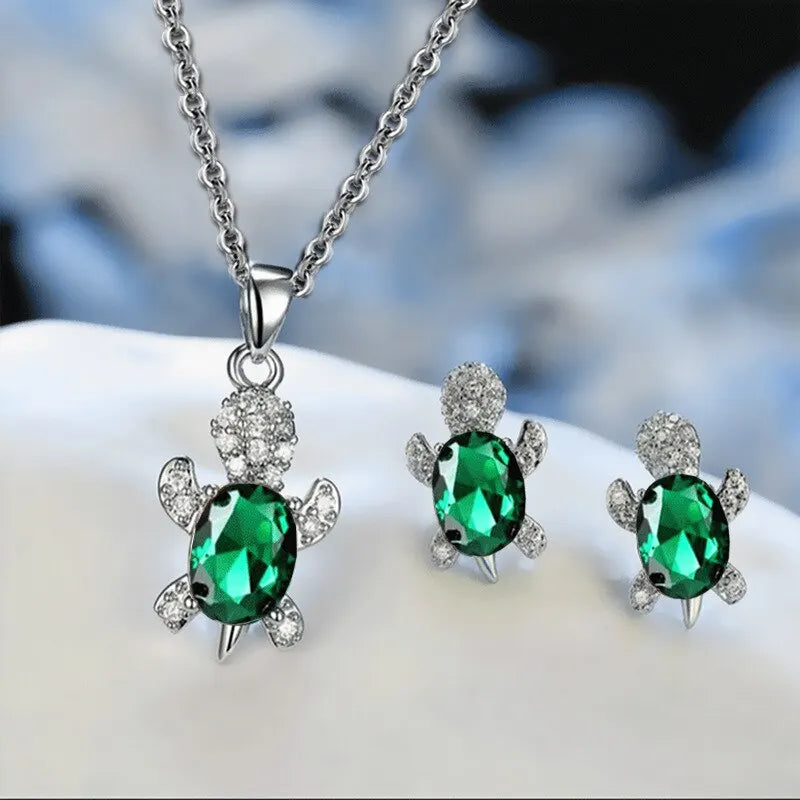 Ocean Turtle Lucky Necklace Earring Set