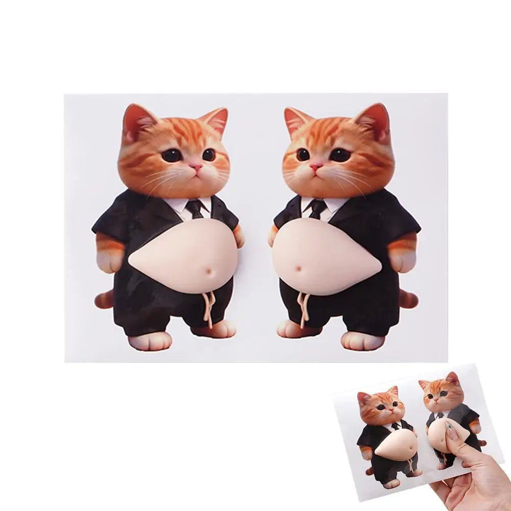Chubby Cat Belly 3D Door Bumper Sticker
