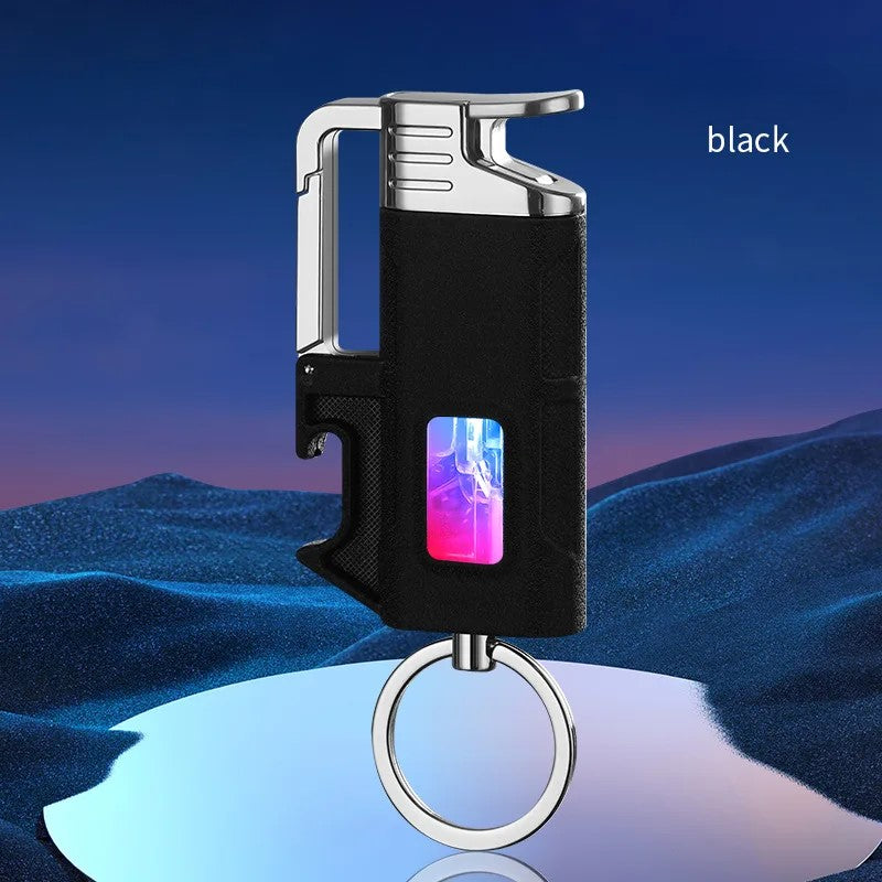 Modern Windproof Metal Bottle Opener Keychain Lighter