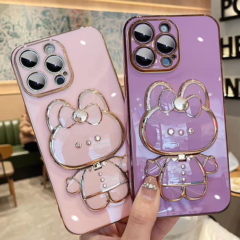 3D Bunny Korean Style Mirror iPhone Case