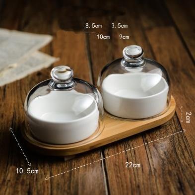 Ceramic Glass Lid Snack Plate - MaviGadget