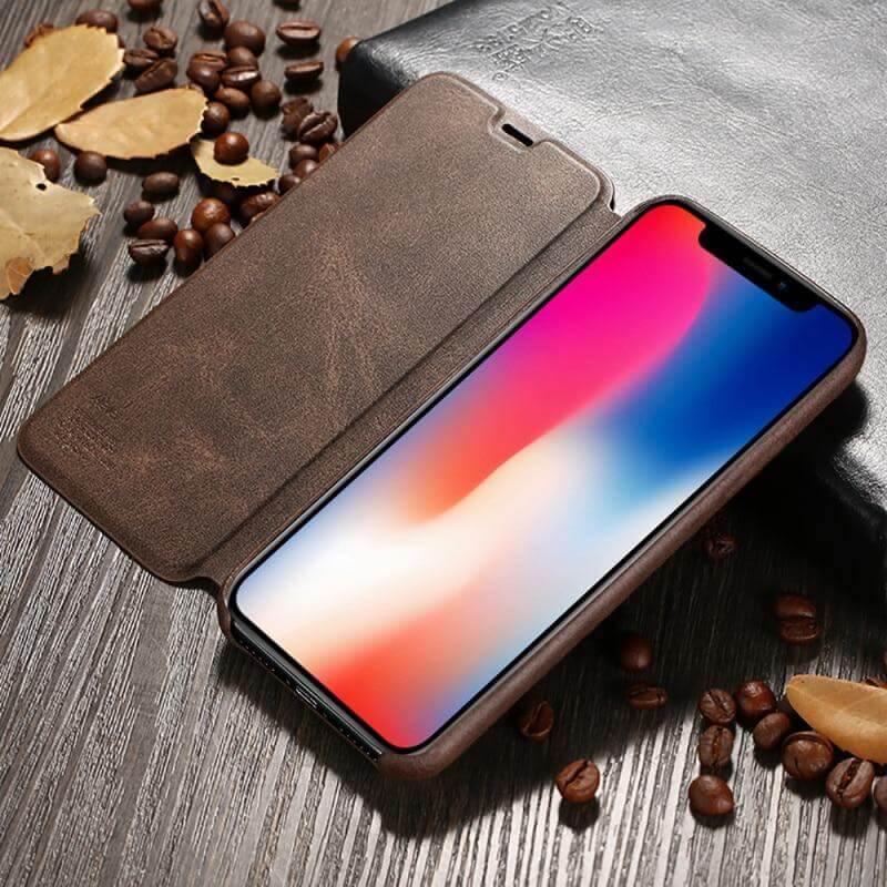Ultra Thin Leather Flip Case For iPhone - MaviGadget