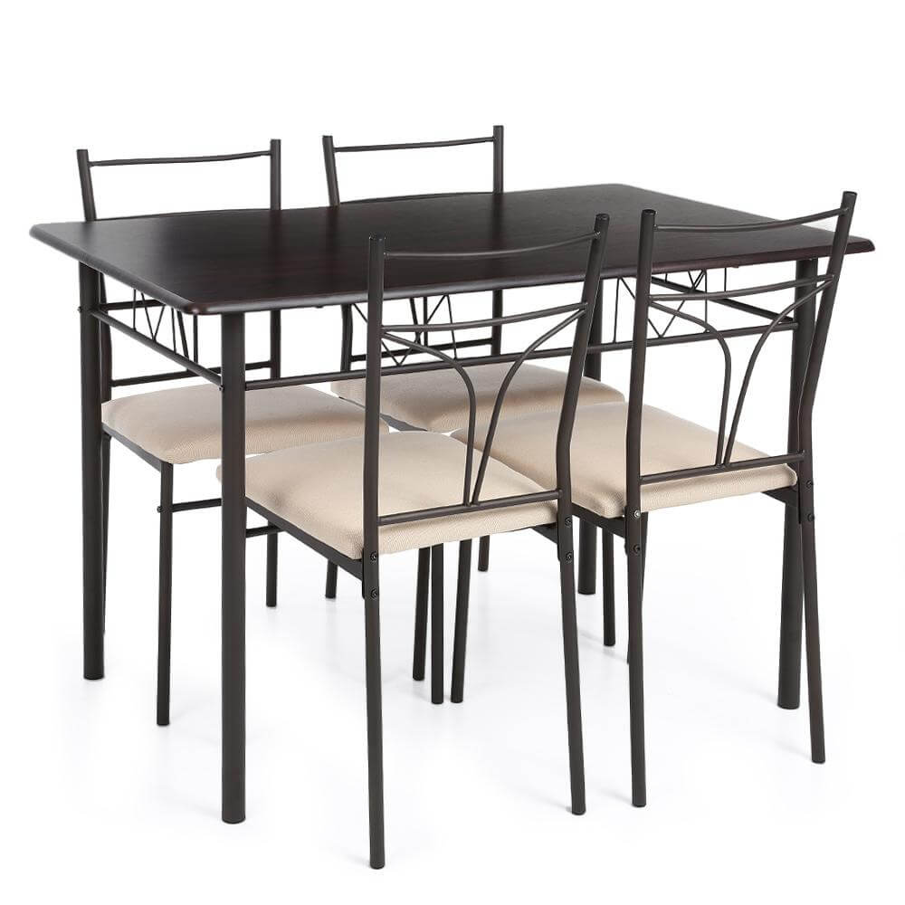 5PCS Modern Metal Frame Kitchen Table with Chairs - MaviGadget