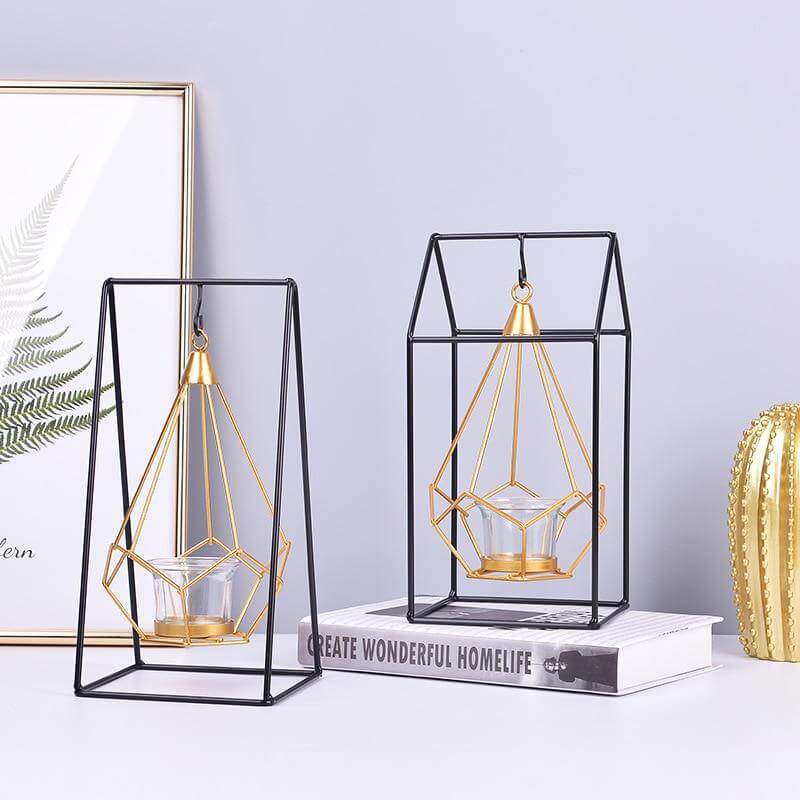 Nordic Gold Geometric Metal Candle Holder - MaviGadget