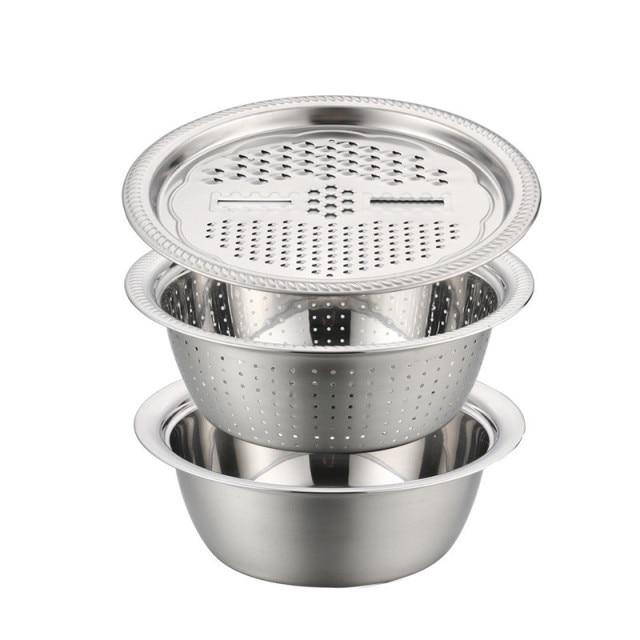 3in1 Stainless Steel Vegetable Slicer with Drain Basket - MaviGadget