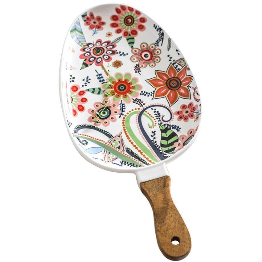 Colorful Ceramic Floral Pattern Serving Plate - MaviGadget
