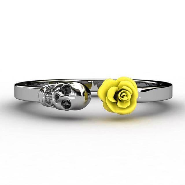 Fashion Skull Stainless Steel Red Rose Ring - MaviGadget