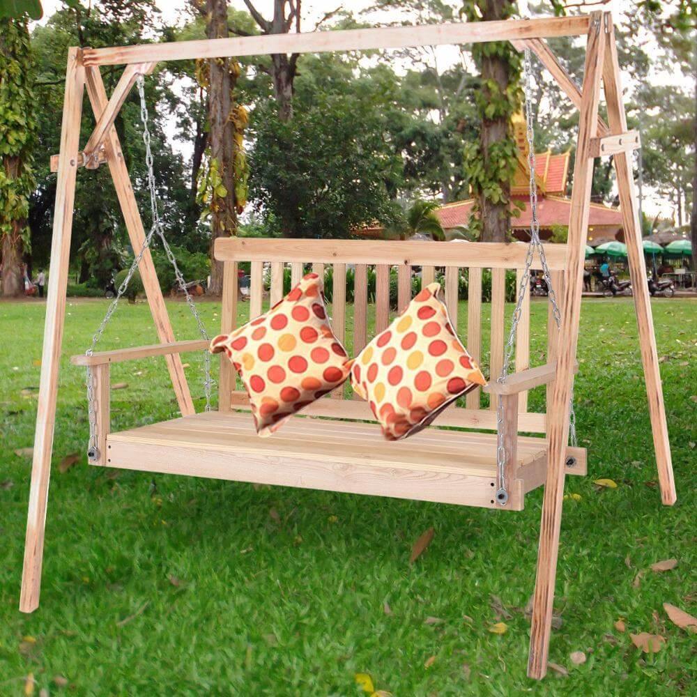 4 FT Natural Wood Garden Swing Bench - MaviGadget