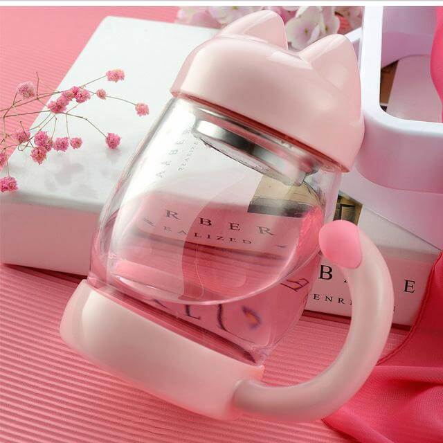 Cute Cat Glass Mug With Tea Filter - MaviGadget