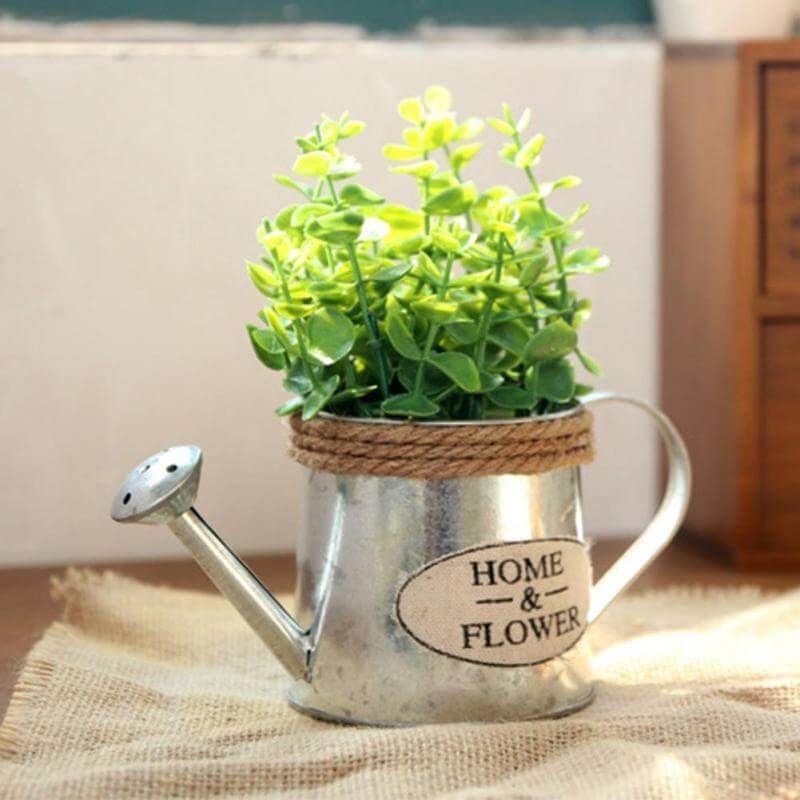 Vintage Mini Kettle Flowers Iron Bucket Vase - MaviGadget