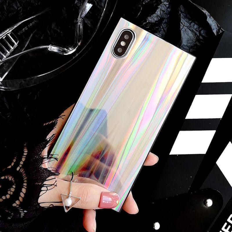Colorful Rainbow Shining Colorful Square Cases for Iphone Models(6,7,8,x,xs,xr) - MaviGadget