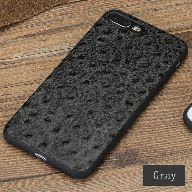 Genuine Leather Ostrich Skin Texture Iphone Cases - MaviGadget