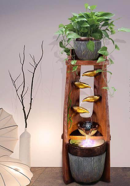 Gold Leaf Lucky Fengshui Water Fountain - MaviGadget