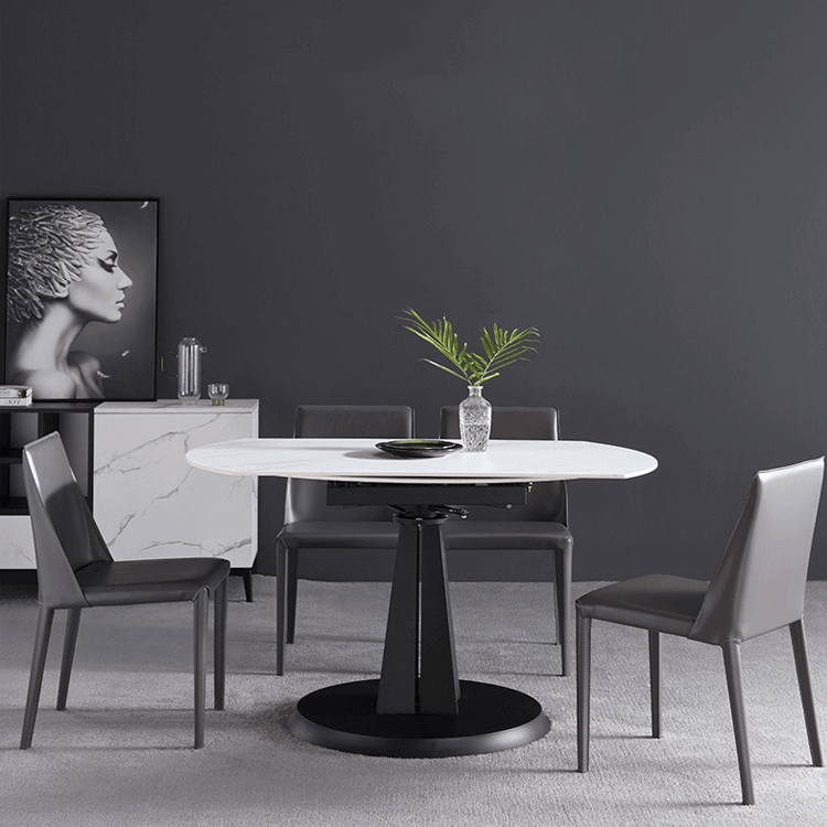 Luxury Extendable Oval Marble Rock Plate Modern Table - MaviGadget