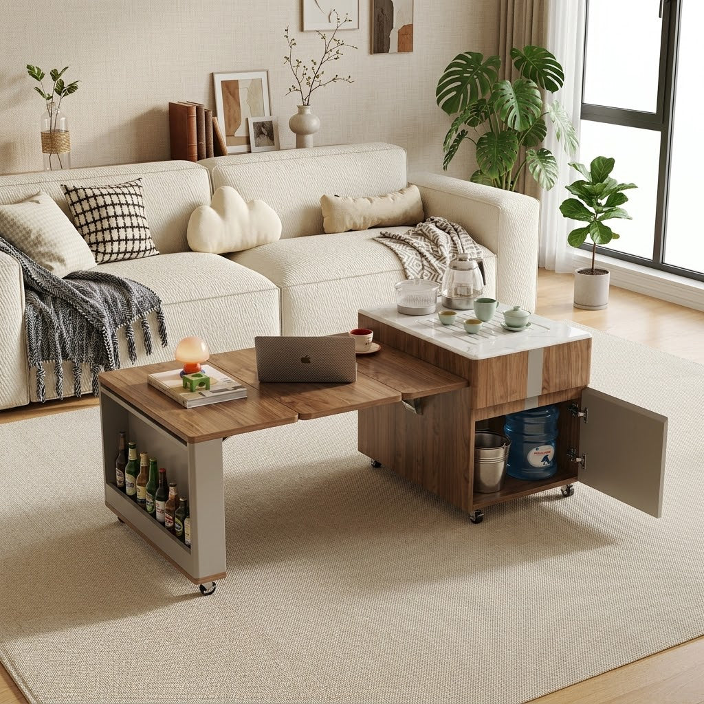 Japanese Minimalist Hidden Storage Coffee Table