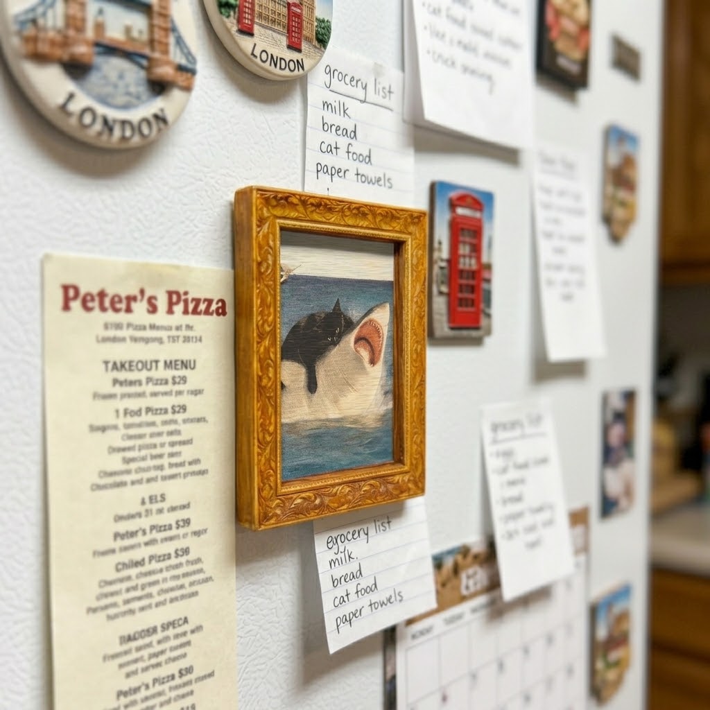 Cat vs Shark Fridge Magnet