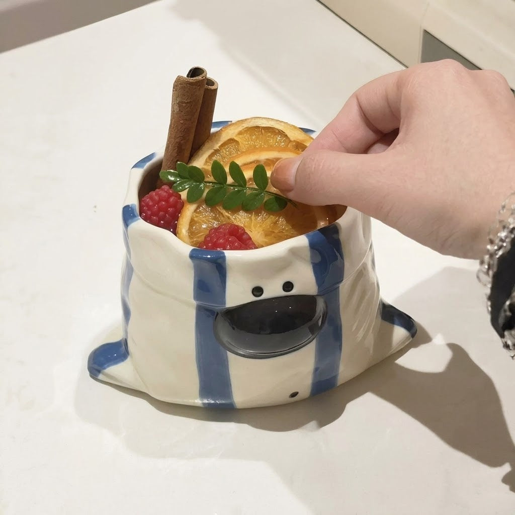 Puppy Bite Ceramic Snack Bowl Cup