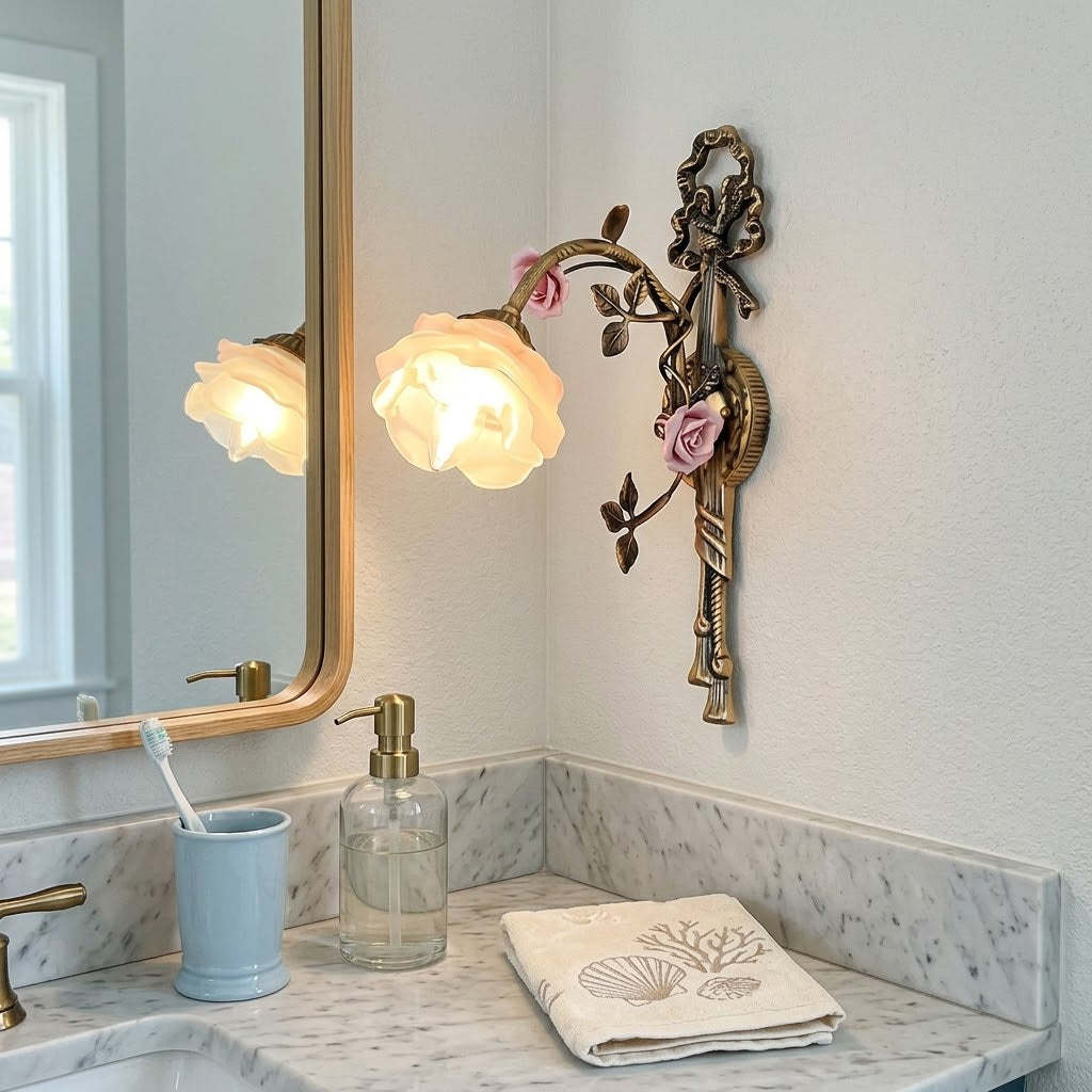 Lantern Garden Vintage Copper Flower Wall Lamp