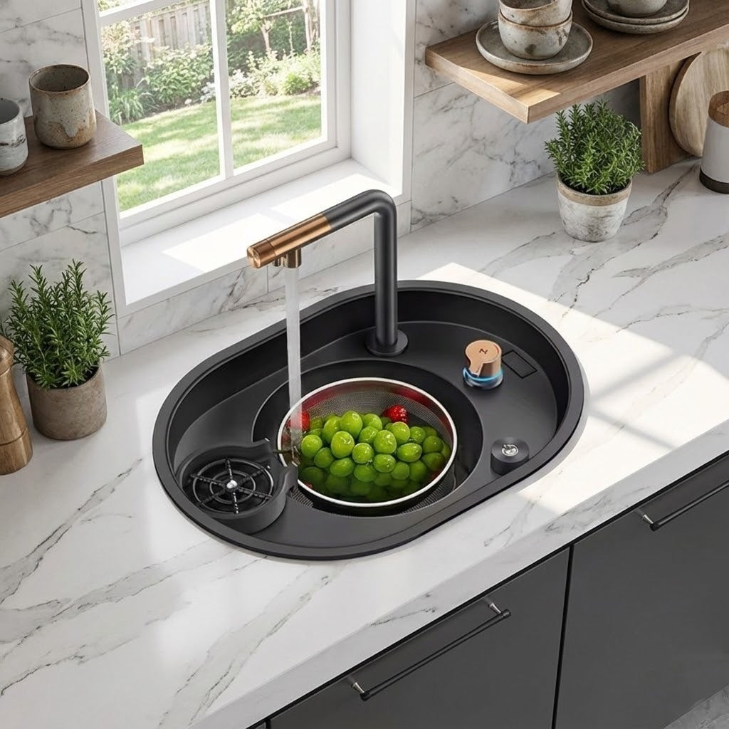 OrbitWash Oval Hidden Cup Wash Island Sink