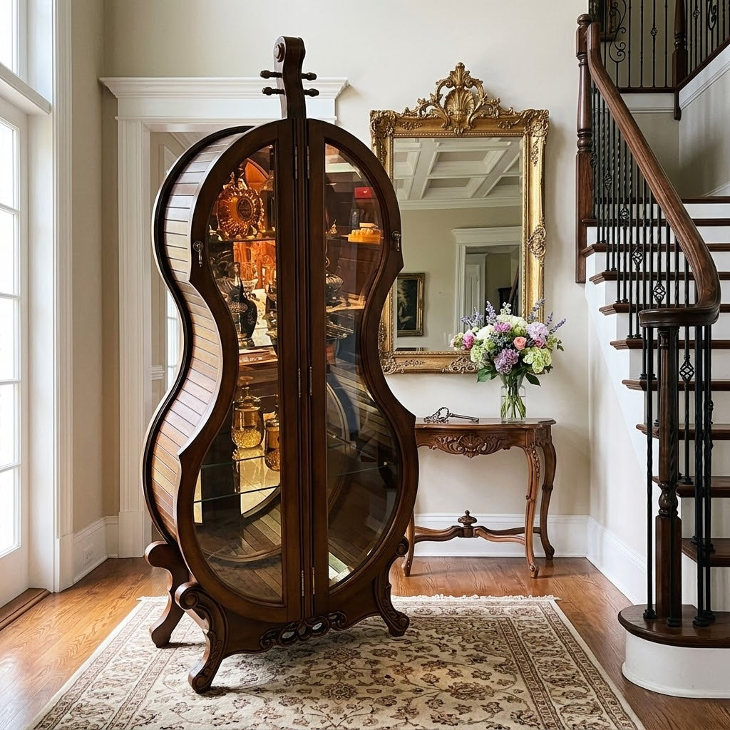 Violin Silhouette Curio Display Cabinet