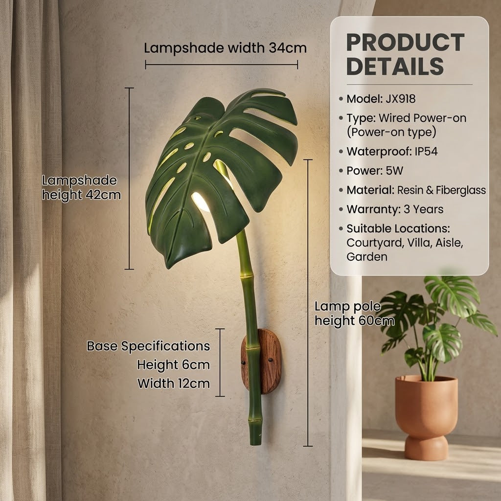 Tea Garden Outdoor Bionic Bamboo Wall Sconce Lamp