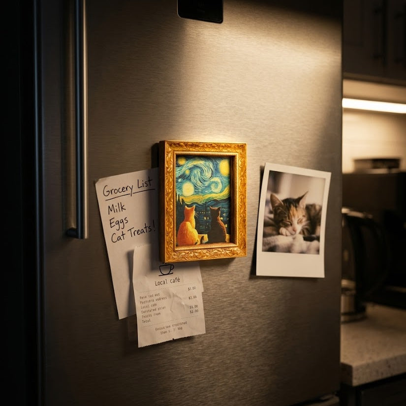 Cat on Canvas Mini Frame Fridge Magnet