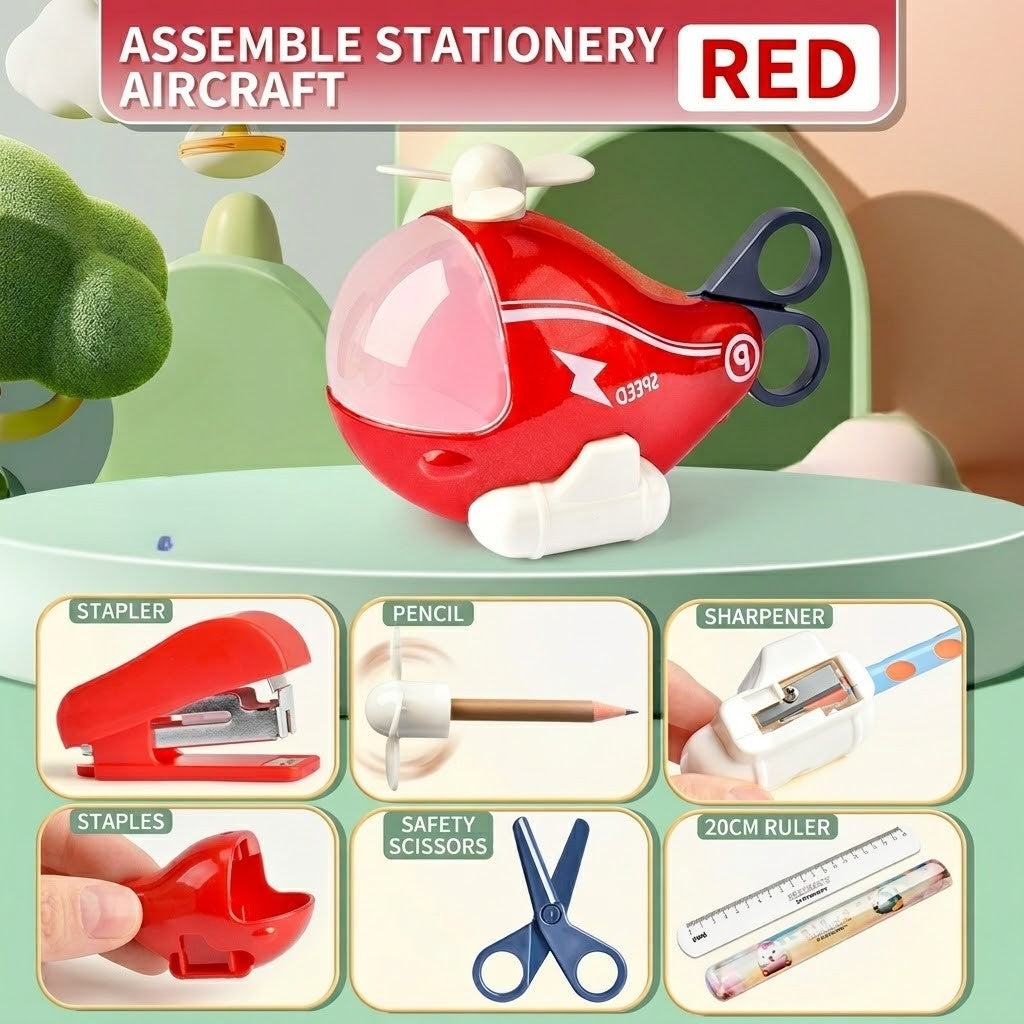 Kids Education Stationery Helicopter Storage Toy