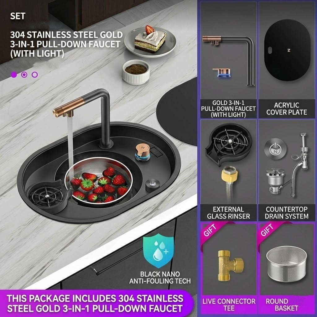 OrbitWash Oval Hidden Cup Wash Island Sink