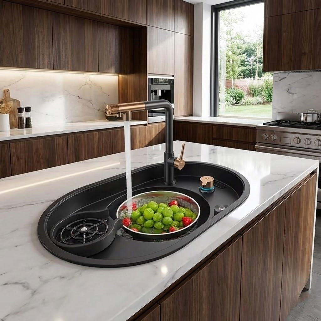 OrbitWash Oval Hidden Cup Wash Island Sink