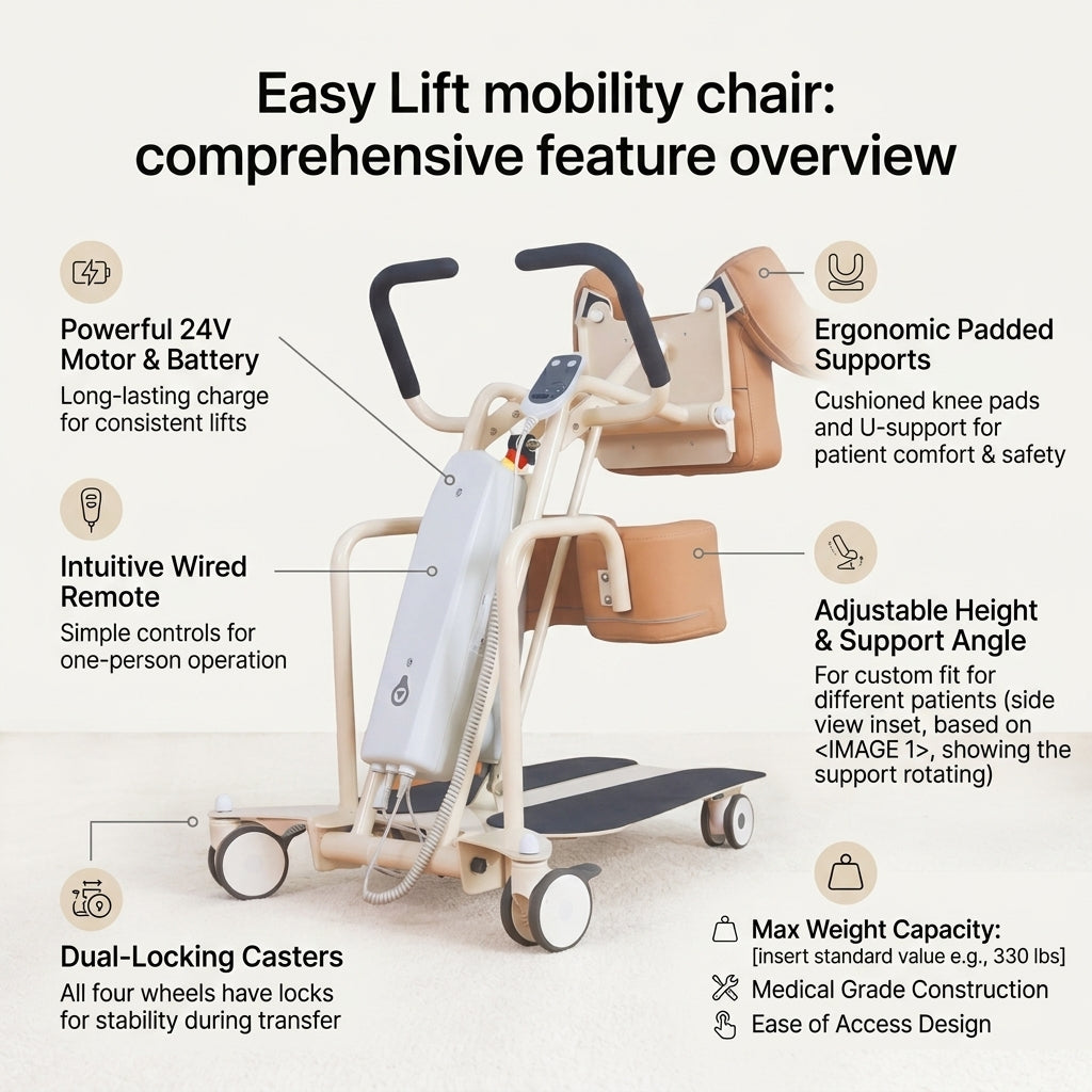 Easy Lift Patient Elderly Mobility Transfer Chair