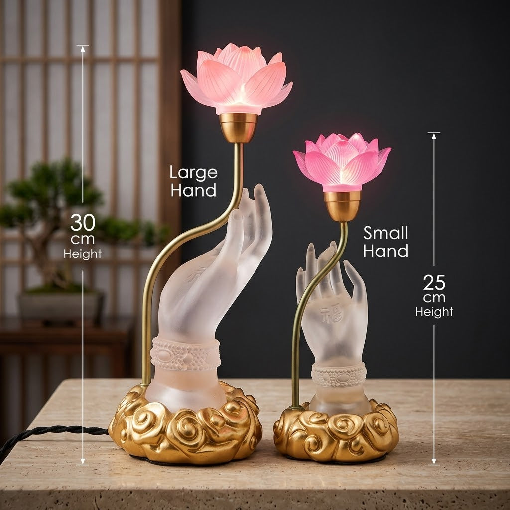 Sacred Lotus Hand Crystal Lamp