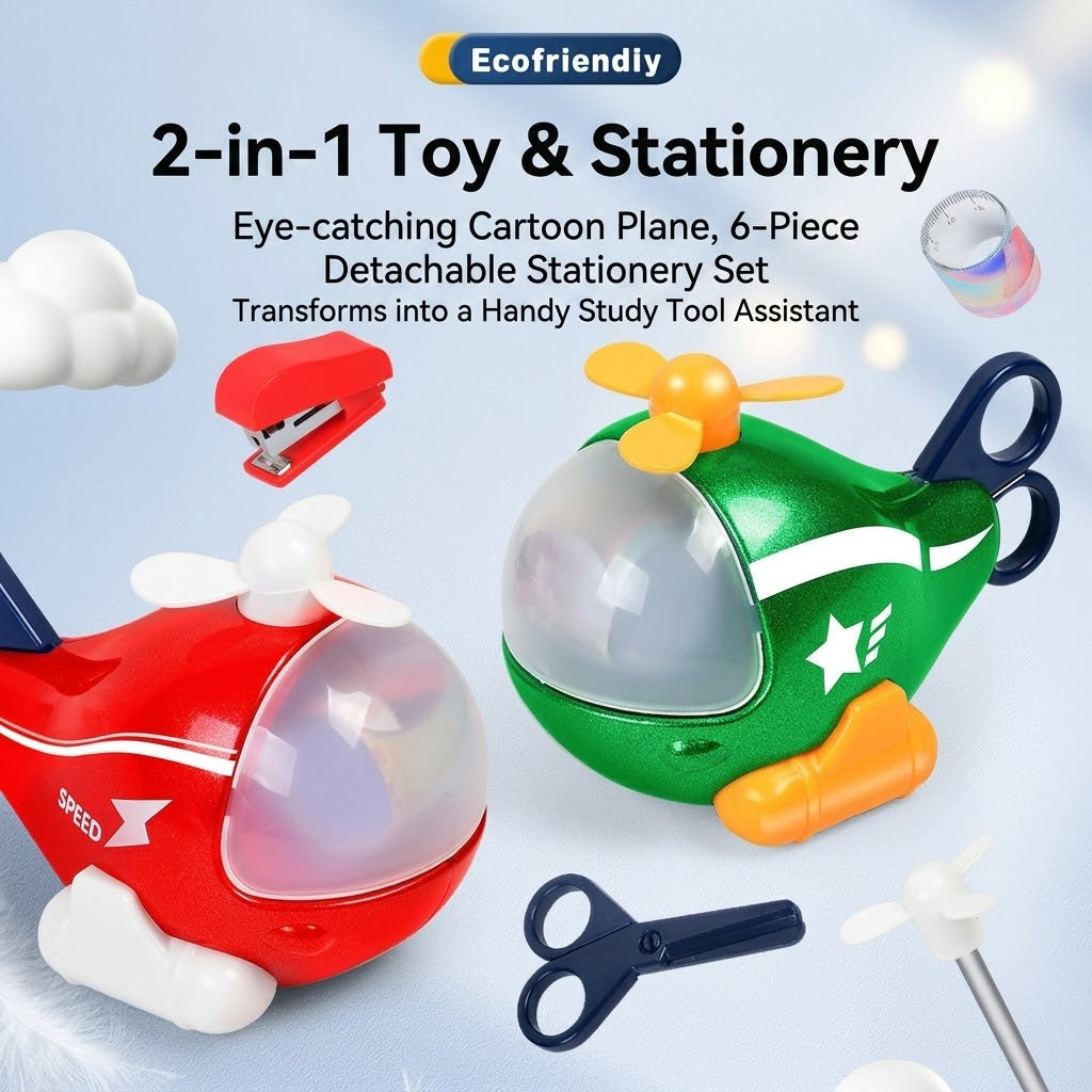 Kids Education Stationery Helicopter Storage Toy