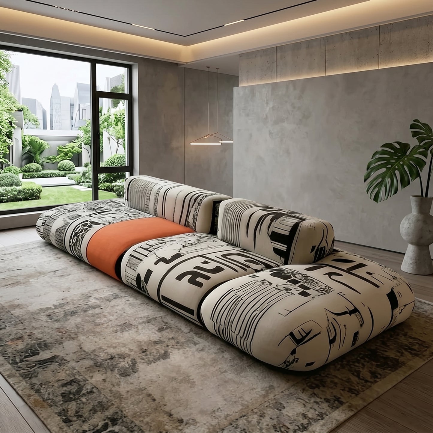 Art Sketch Kanji Bold Typography Modular Cloud Sofa