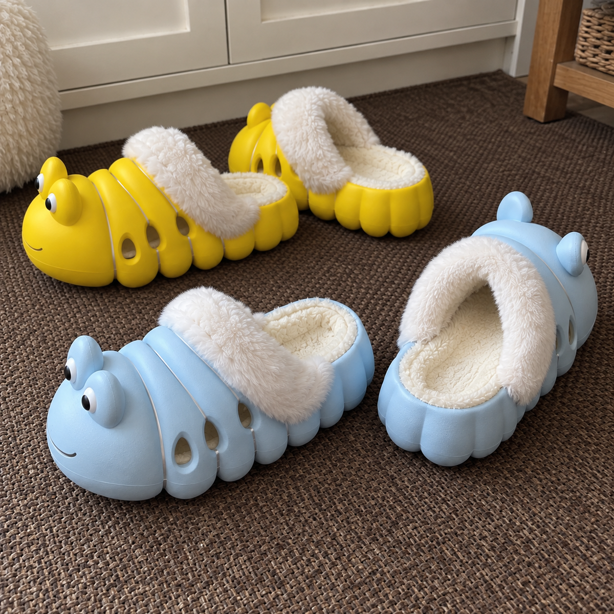 Wiggly Caterpillar Plush Slippers