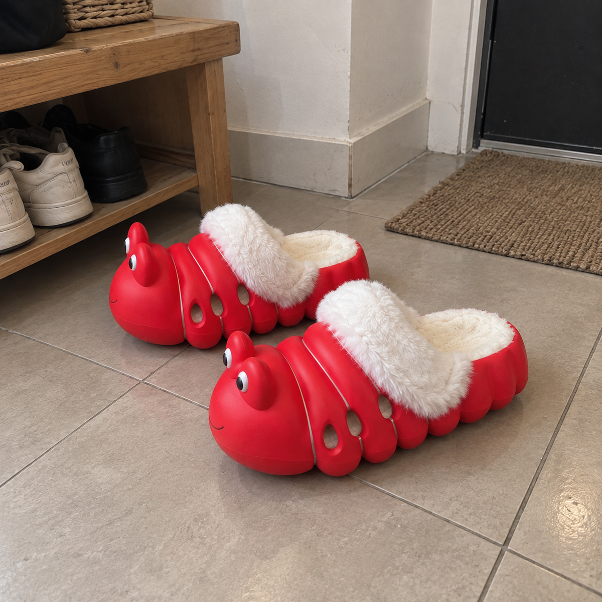 Wiggly Caterpillar Plush Slippers