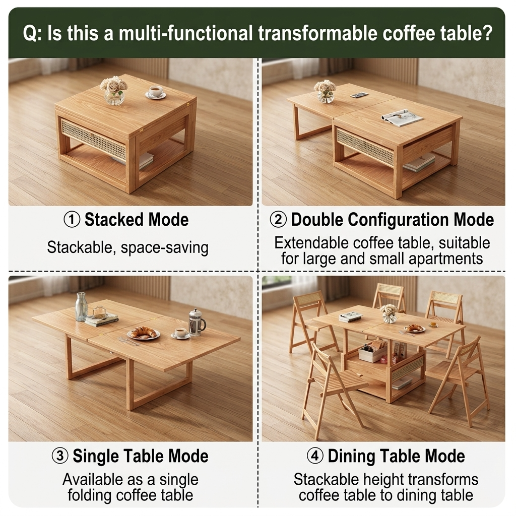 Zen Frame Modular Design Wood Tea Table