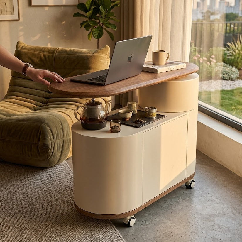 Nordic Curved Lift Top Mobile Coffee Table