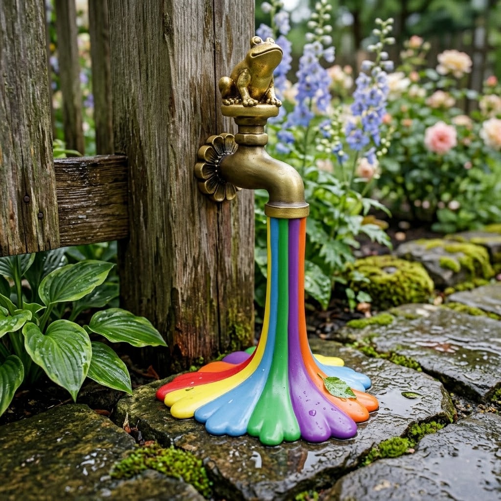 Flowing Rainbow Resin Statue Garden Decor