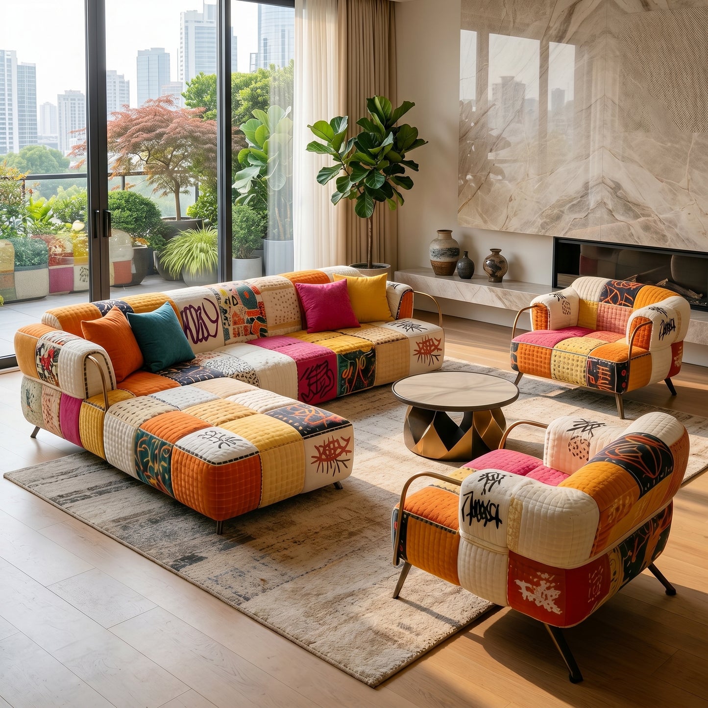 Bohema Artistic Patchwork Sectional Living Sofa